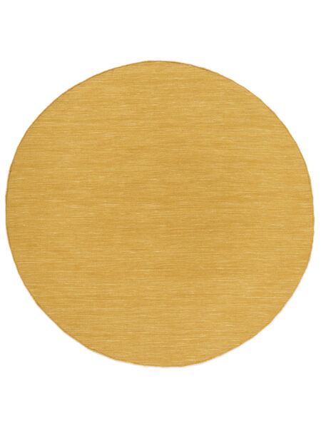  Kilim Loom - Żółty Dywan Ø 300 Nowoczesny Tkany Ręcznie Okrągły Biały/Creme/Brązowy Duży (Wełna, Indie)