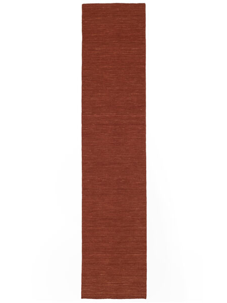  Kilim Loom - Rdzawy Dywan 80X500 Nowoczesny Tkany Ręcznie Chodnik Dywanowy Ciemnoczerwony (Wełna, Indie)