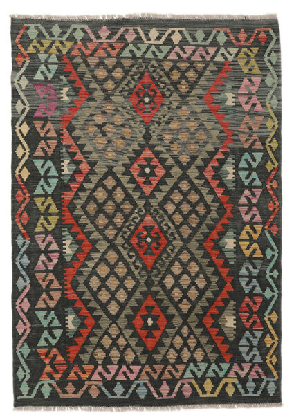  Kilim Afgan Old Style Dywan 123X173 Orientalny Tkany Ręcznie Czarny/Ciemnobrązowy (Wełna, Afganistan)