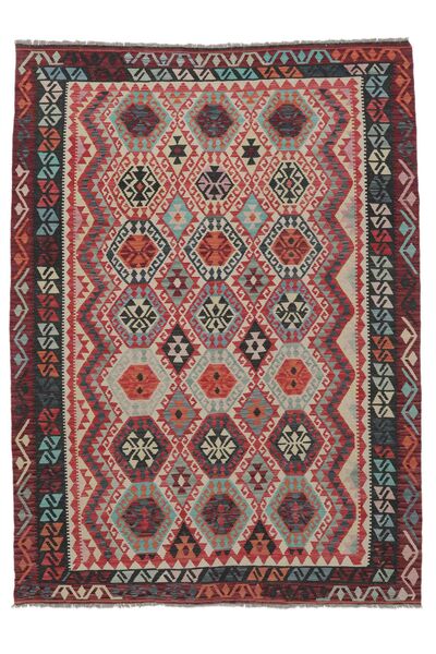  Kilim Afgan Old Style Dywan 212X292 Orientalny Tkany Ręcznie Ciemnoczerwony/Czarny (Wełna, )