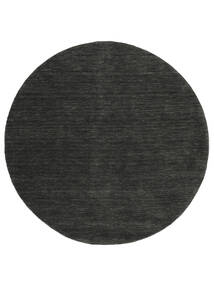 Handloom Ø 200 Czarny/Szary Jednobarwny Okrągły Dywan Wełniany Dywan 