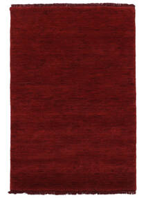  100X160 Jednobarwny Mały Handloom Fringes Dywan - Ciemnoczerwony 
