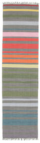  Rainbow Stripe - Szary Dywan 80X300 Nowoczesny Tkany Ręcznie Chodnik Ciemnoszary/Jasnoszary (Bawełna, Indie)