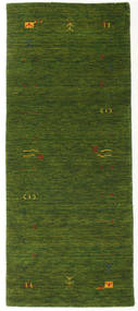  Gabbeh Loom Frame - Zielony Dywan 80X200 Nowoczesny Chodnik Dywanowy (Wełna, Indie)