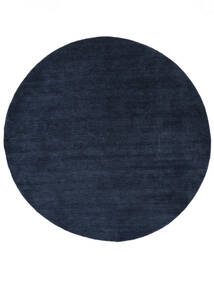  Handloom - Ciemnoniebieski Dywan Ø 300 Nowoczesny Okrągły Czarny/Biały/Creme Duży (Wełna, Indie)