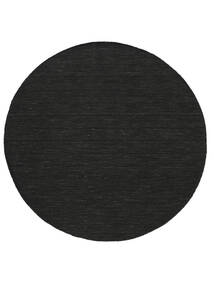  Kilim Loom - Czarny Dywan Ø 250 Nowoczesny Tkany Ręcznie Okrągły Czarny/Beżowy Duży (Wełna, Indie)