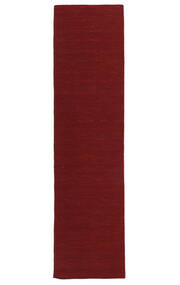  Kilim Loom - Ciemnoczerwony Dywan 80X400 Nowoczesny Tkany Ręcznie Chodnik Dywanowy Ciemnoczerwony/Beżowy (Wełna, Indie)