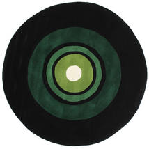 Schallplatte Handtufted Ø 150 Mały Czarny/Zielony Kropki Okrągły Dywan Wełniany Dywan 