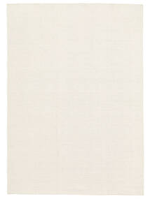  160X230 Jednobarwny Kilim Loom Dywan - Kość Słoniowa Wełna, 