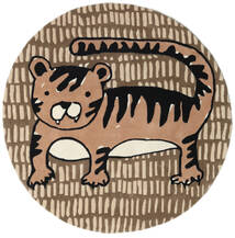  Cool Cat - Beżowy Dywan Ø 150 Nowoczesny Okrągły Brązowy/Jasnobrązowy (Wełna, Indie)