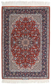  Isfahan Jedwabna Osnowa Dywan 110X165 Orientalny Tkany Ręcznie Jasnoszary/Ciemnoczerwony ( Persja/Iran)