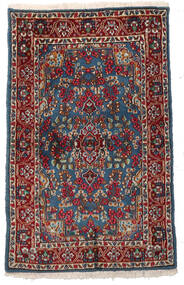  Kerman Dywan 94X151 Orientalny Tkany Ręcznie Ciemnoczerwony/Ciemnoszary (Wełna, Persja/Iran)