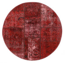  Patchwork - Persien/Iran Dywan Ø 100 Nowoczesny Tkany Ręcznie Okrągły Ciemnoczerwony/Czarny (Wełna, Persja/Iran)