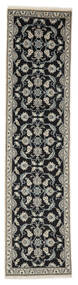  Nain Dywan 74X308 Orientalny Tkany Ręcznie Chodnik Dywanowy Czarny/Ciemnoszary (Wełna, Persja/Iran)