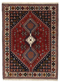 105X142 Dywan Yalameh Dywan Orientalny Czarny/Ciemnoczerwony (Wełna, Persja/Iran)