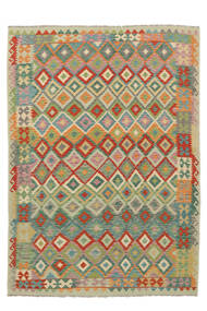  Kilim Afgan Old Style Dywan 208X288 Orientalny Tkany Ręcznie Ciemnozielony/Biały/Creme (Wełna, Afganistan)